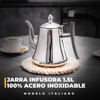 Jarra Infusora Premium - 1.5 Lts - 100% Acero Inox.