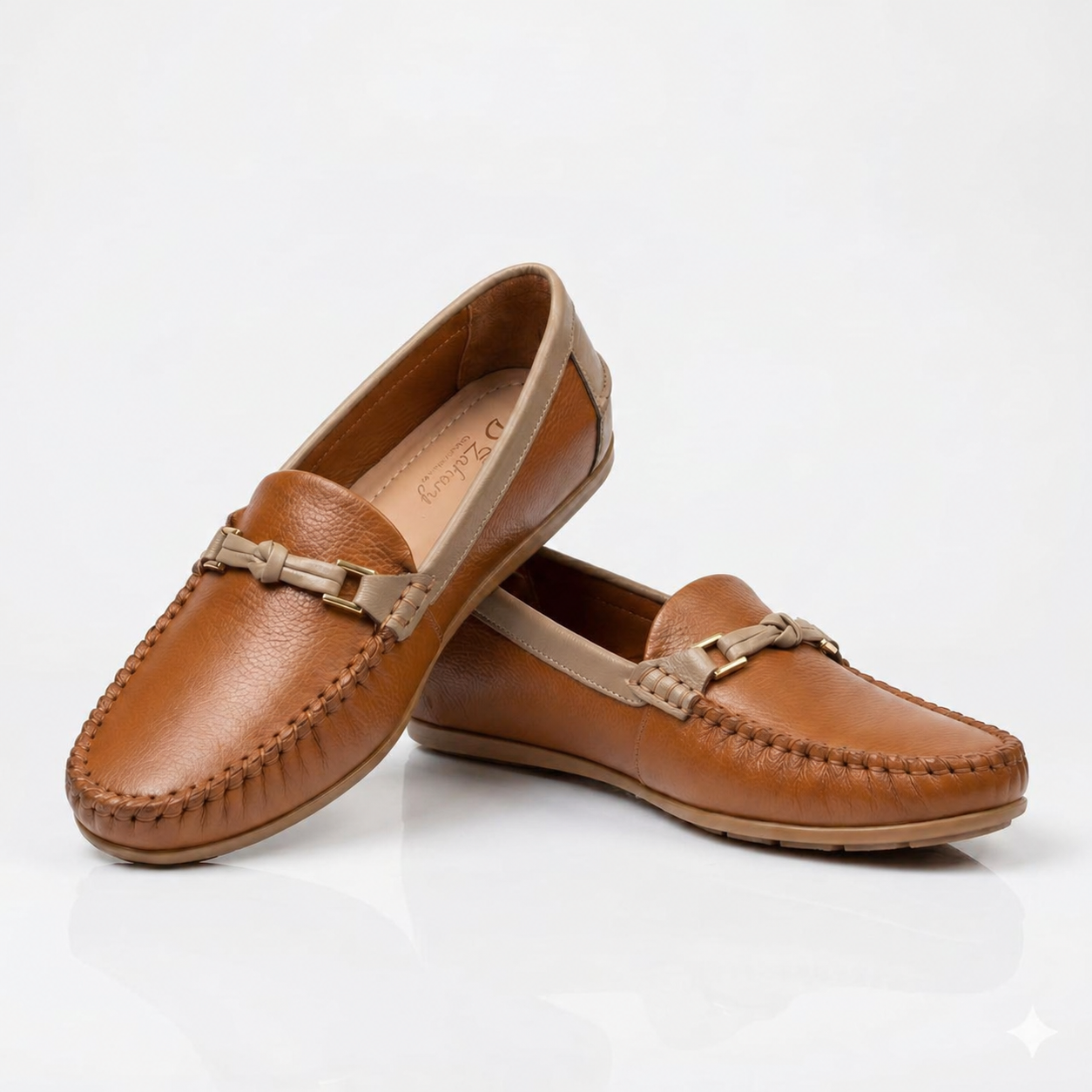 Mocasines Victoria Camel y beige(100% Cuero vacuno + Interior Anti transpirable: Forro de Badana) (Copia)