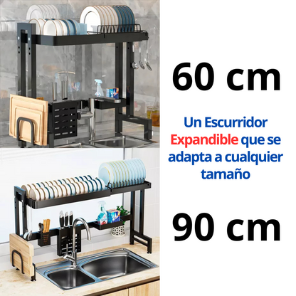 Escurridor EXPANDIBLE Premium / 60 cm hasta 90 cm / 100% Acero Inoxidable