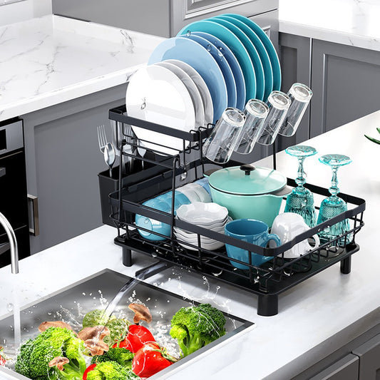 Escurridor Lux® de 2 Niveles Hecho de Acero Inoxidable Carbonado + Drenaje automático / ENVIO GRATIS Y PAGA EN CASA