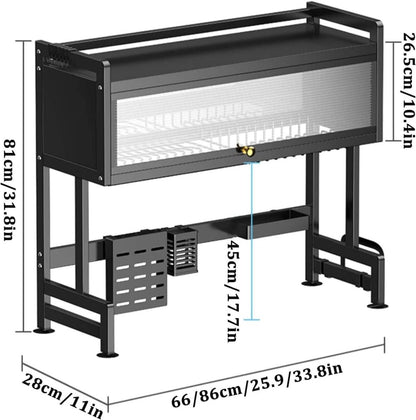 Escurridor y Organizador de platos de Acero con tapa de Policarbonato® /85cm - Tienda Online Perú 🔥 