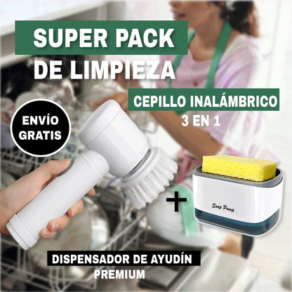 Super pack de limpieza (Cepillo Inalámbrico 3 en 1 + Dispensador de Ayudin) 🎁 - Tienda Online Perú 🔥 